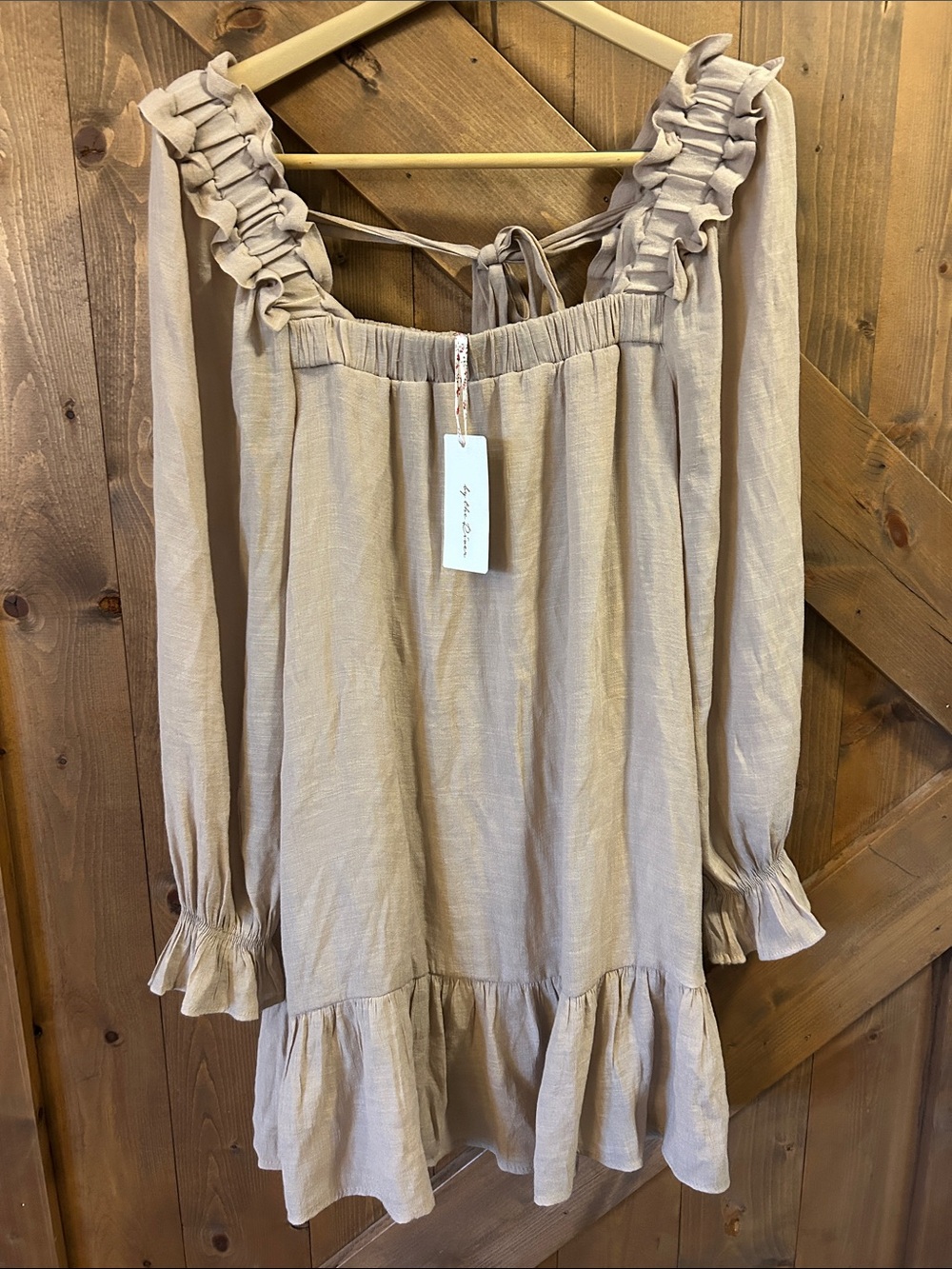 NWT By the River Ruffled Long-Sleeve Dress